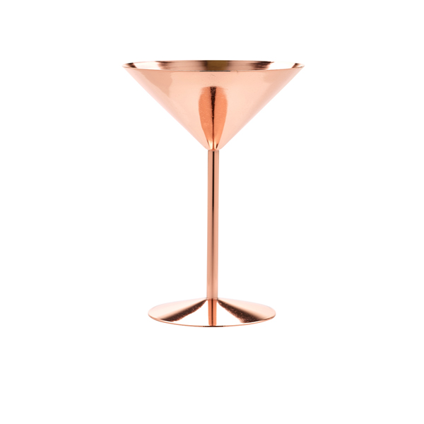 Metallic Angled Copper Toned Accent 8-Ounce Martini Glasses, Set of 2