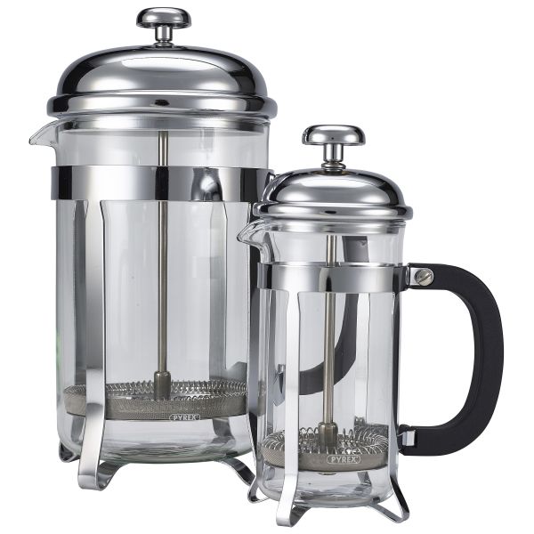 12 Cup Cafetiere Chrome Pyrex 48oz 1.5 