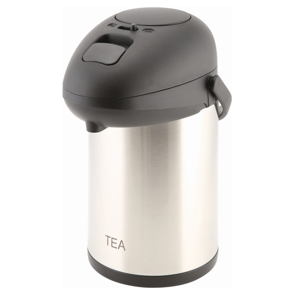 Tea Inscribed St/St Vacuum Pump Pot 2.5L